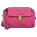 PRADA Chain Shoulder Bag Nylon Pink Gold Auth 210244-2