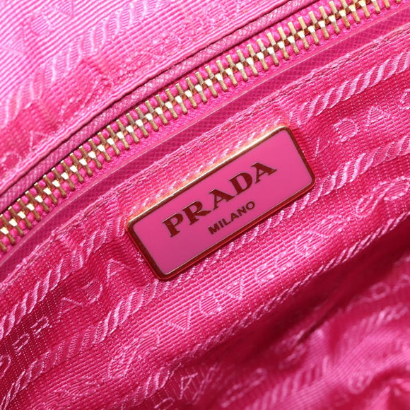 PRADA Chain Shoulder Bag Nylon Pink Gold Auth 210244