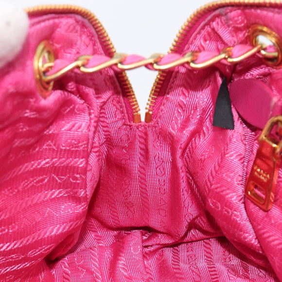 PRADA Chain Shoulder Bag Nylon Pink Gold Auth 210244