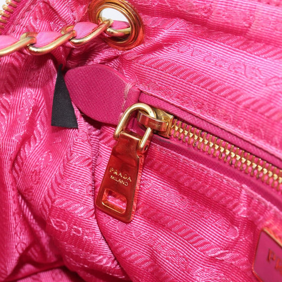 PRADA Chain Shoulder Bag Nylon Pink Gold Auth 210244