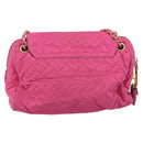 PRADA Chain Shoulder Bag Nylon Pink Gold Auth 210244-3