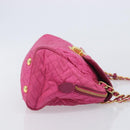 PRADA Chain Shoulder Bag Nylon Pink Gold Auth 210244-4