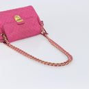PRADA Chain Shoulder Bag Nylon Pink Gold Auth 210244-7