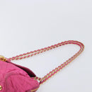 PRADA Chain Shoulder Bag Nylon Pink Gold Auth 210244-8