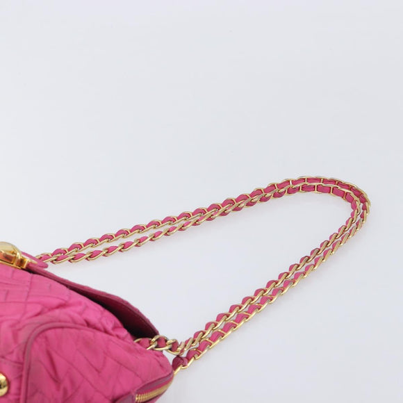 PRADA Chain Shoulder Bag Nylon Pink Gold Auth 210244