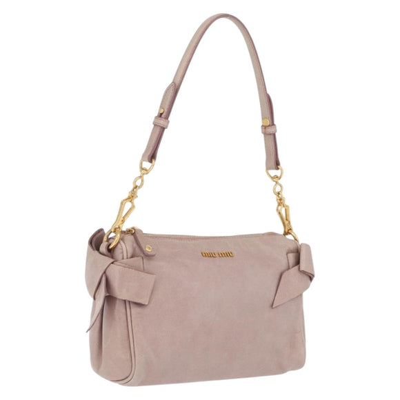 Miu Miu Shoulder Bag Vitellolux Pink Gold Auth 210245A