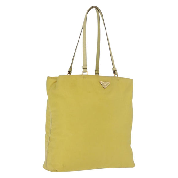 PRADA Tote Bag Nylon Yellow Gold Auth 210247