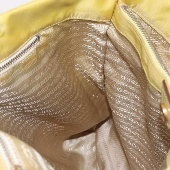 PRADA Tote Bag Nylon Yellow Gold Auth 210247