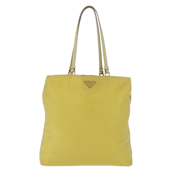 PRADA Tote Bag Nylon Yellow Gold Auth 210247