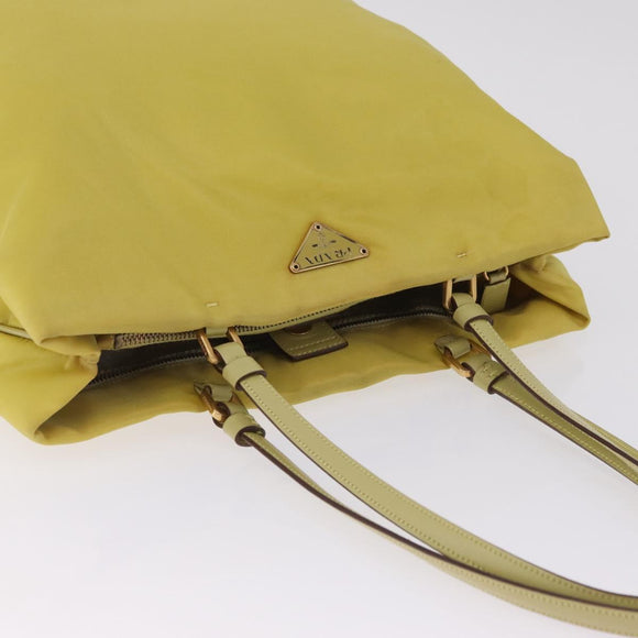 PRADA Tote Bag Nylon Yellow Gold Auth 210247