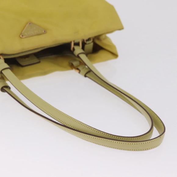 PRADA Tote Bag Nylon Yellow Gold Auth 210247