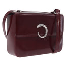 Cartier PANTHERE Shoulder Bag Leather Bordeaux Silver Auth 210248A-1