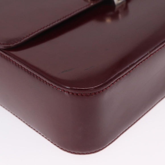 Cartier PANTHERE Shoulder Bag Leather Bordeaux Silver Auth 210248A