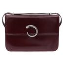 Cartier PANTHERE Shoulder Bag Leather Bordeaux Silver Auth 210248A-2