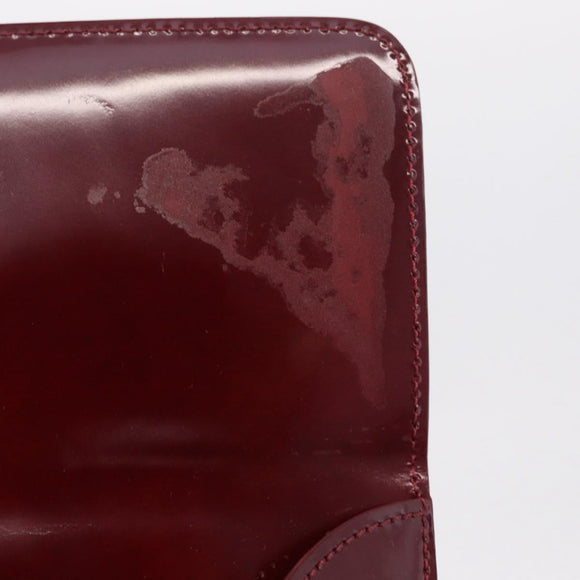 Cartier PANTHERE Shoulder Bag Leather Bordeaux Silver Auth 210248A