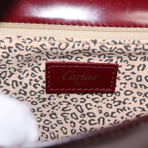 Cartier PANTHERE Shoulder Bag Leather Bordeaux Silver Auth 210248A