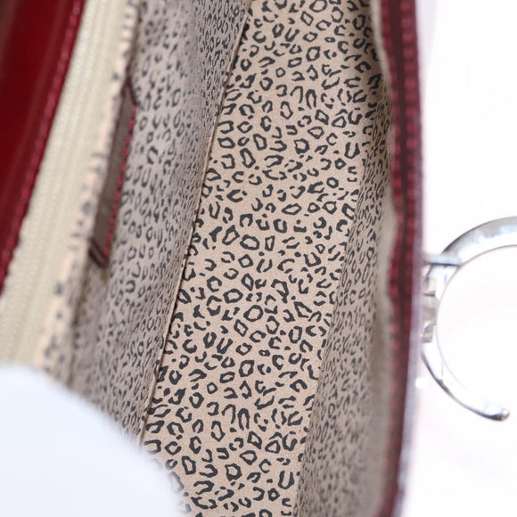 Cartier PANTHERE Shoulder Bag Leather Bordeaux Silver Auth 210248A