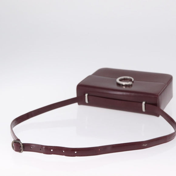 Cartier PANTHERE Shoulder Bag Leather Bordeaux Silver Auth 210248A