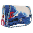 CHANEL Surf Line Choco Bar Chain Bag Canvas Blue Silver CC Auth 210250SM-1