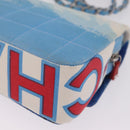 CHANEL Surf Line Choco Bar Chain Bag Canvas Blue Silver CC Auth 210250SM-14