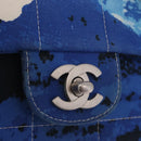 CHANEL Surf Line Choco Bar Chain Bag Canvas Blue Silver CC Auth 210250SM-16
