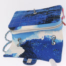 CHANEL Surf Line Choco Bar Chain Bag Canvas Blue Silver CC Auth 210250SM-17