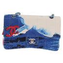 CHANEL Surf Line Choco Bar Chain Bag Canvas Blue Silver CC Auth 210250SM-2
