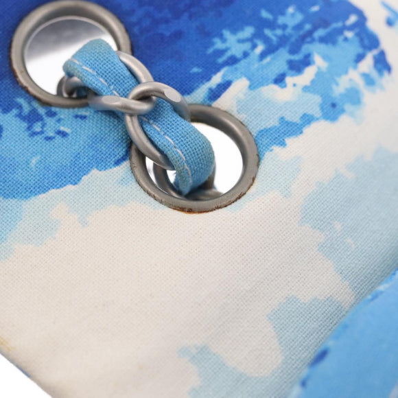 CHANEL Surf Line Choco Bar Chain Bag Canvas Blue Silver CC Auth 210250SM