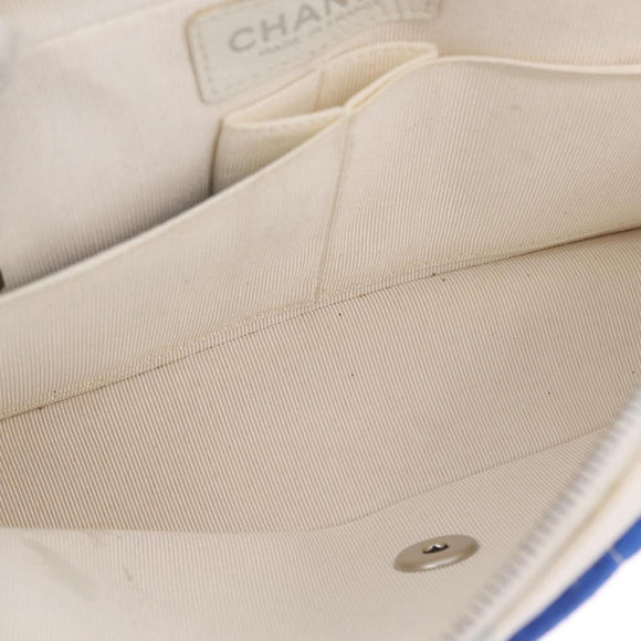 CHANEL Surf Line Choco Bar Chain Bag Canvas Blue Silver CC Auth 210250SM