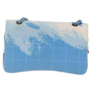 CHANEL Surf Line Choco Bar Chain Bag Canvas Blue Silver CC Auth 210250SM-3