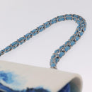 CHANEL Surf Line Choco Bar Chain Bag Canvas Blue Silver CC Auth 210250SM-8