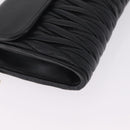 Miu Miu Matelasse Chain Wallet Leather Black Gold Auth 210251V-10