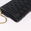Miu Miu Matelasse Chain Wallet Leather Black Gold Auth 210251V-12