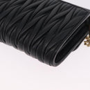 Miu Miu Matelasse Chain Wallet Leather Black Gold Auth 210251V-13