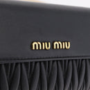 Miu Miu Matelasse Chain Wallet Leather Black Gold Auth 210251V-14