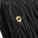 Miu Miu Matelasse Chain Wallet Leather Black Gold Auth 210251V-16