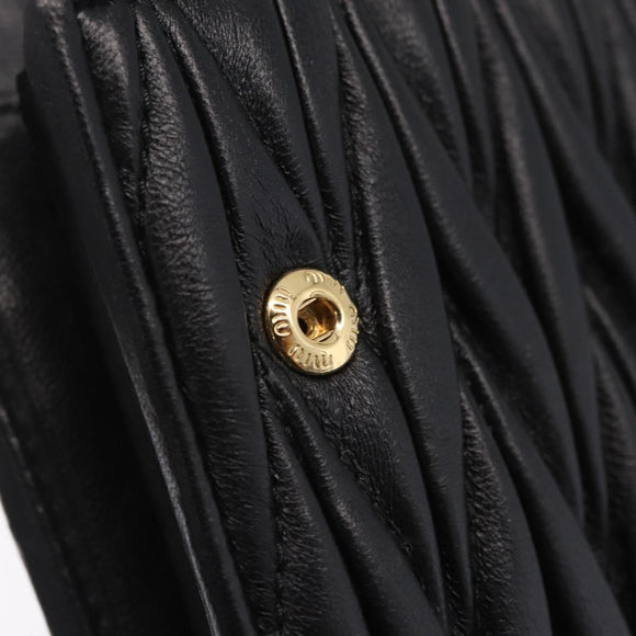 Miu Miu Matelasse Chain Wallet Leather Black Gold Auth 210251V
