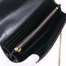 Miu Miu Matelasse Chain Wallet Leather Black Gold Auth 210251V-17