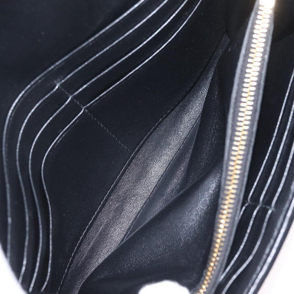 Miu Miu Matelasse Chain Wallet Leather Black Gold Auth 210251V