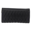 Miu Miu Matelasse Chain Wallet Leather Black Gold Auth 210251V-3