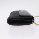 Miu Miu Matelasse Chain Wallet Leather Black Gold Auth 210251V-4