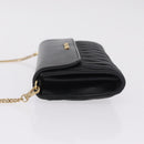 Miu Miu Matelasse Chain Wallet Leather Black Gold Auth 210251V-5