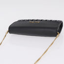 Miu Miu Matelasse Chain Wallet Leather Black Gold Auth 210251V-6