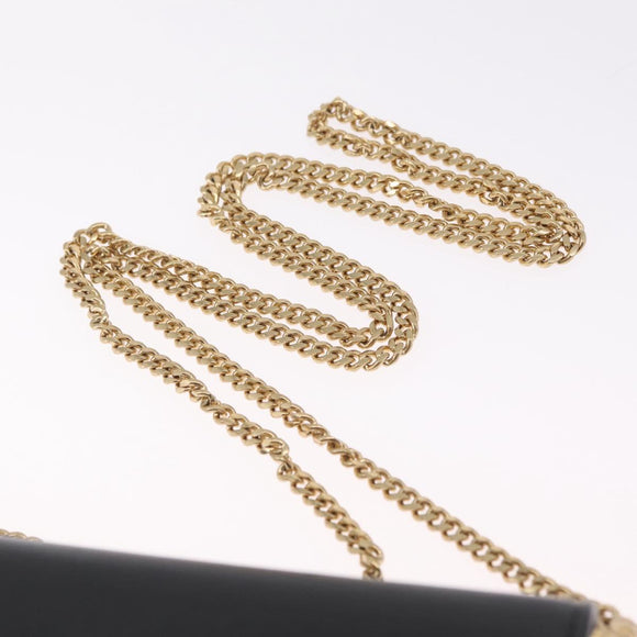 Miu Miu Matelasse Chain Wallet Leather Black Gold Auth 210251V