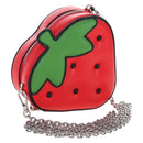 kate spade 3D Strawberry Hello Kitty Chain Bag Leather Red Silver Auth 210253M-1