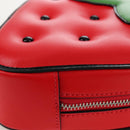 kate spade 3D Strawberry Hello Kitty Chain Bag Leather Red Silver Auth 210253M-12