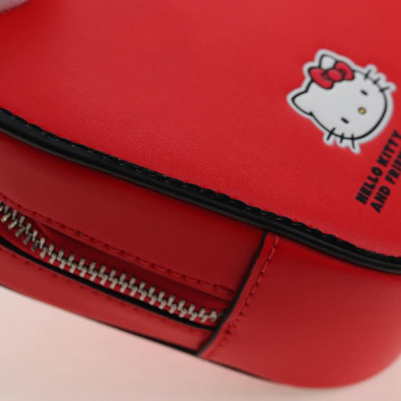 kate spade 3D Strawberry Hello Kitty Chain Bag Leather Red Silver Auth 210253M