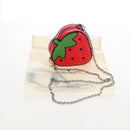 kate spade 3D Strawberry Hello Kitty Chain Bag Leather Red Silver Auth 210253M-23