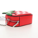 kate spade 3D Strawberry Hello Kitty Chain Bag Leather Red Silver Auth 210253M-4