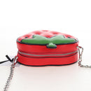 kate spade 3D Strawberry Hello Kitty Chain Bag Leather Red Silver Auth 210253M-6